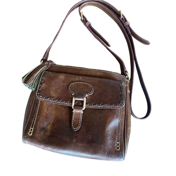 Dooney & Bourke Florentine Pocket Crossbody 8L975 CS Leather Chestnut Gentle Use - Picture 4 of 15